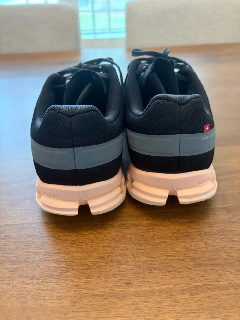 On Running Black and Peach Athletic Running Shoes - Picture 4 of 6